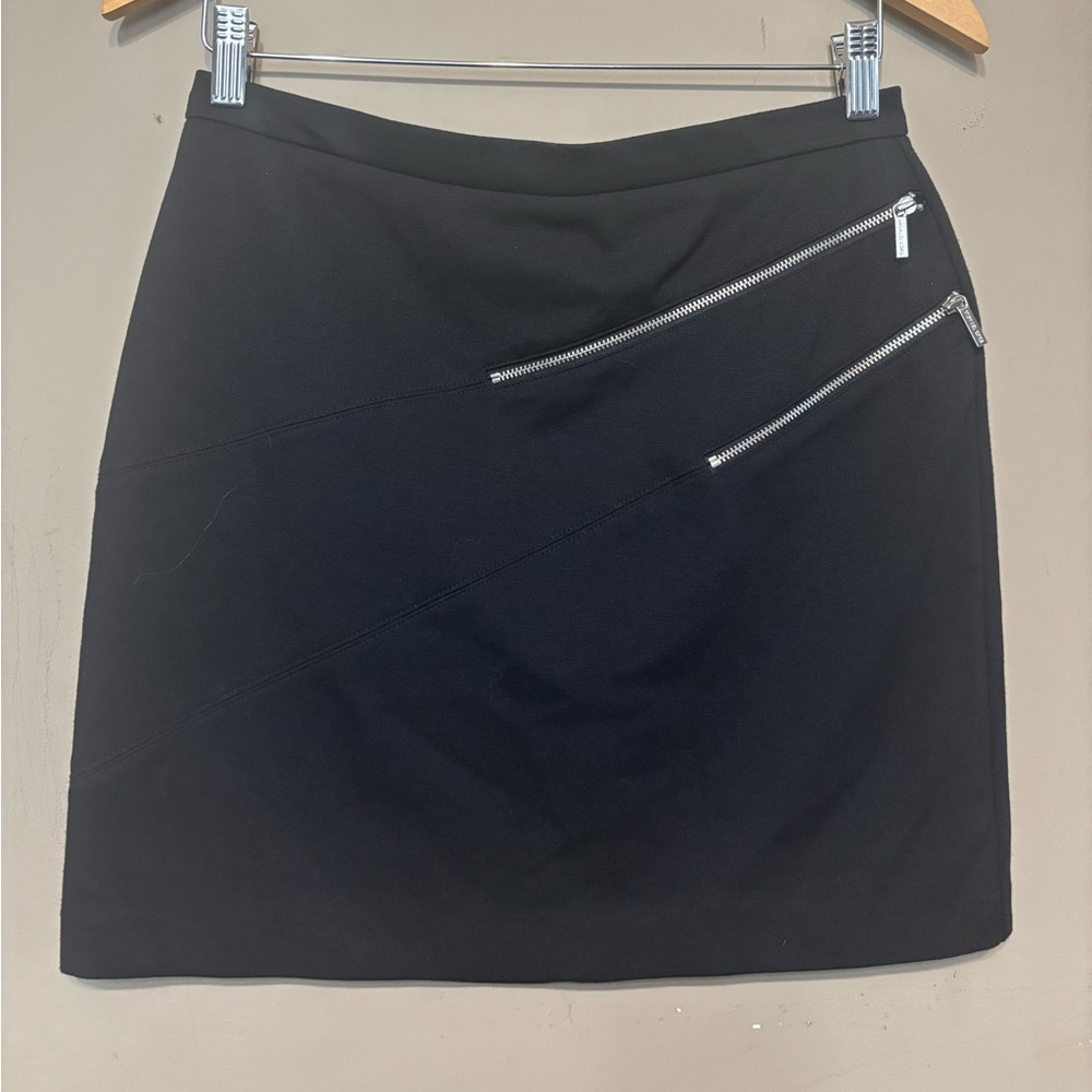 MICHAEL KORS Black Zipper Detail Mini Skirt